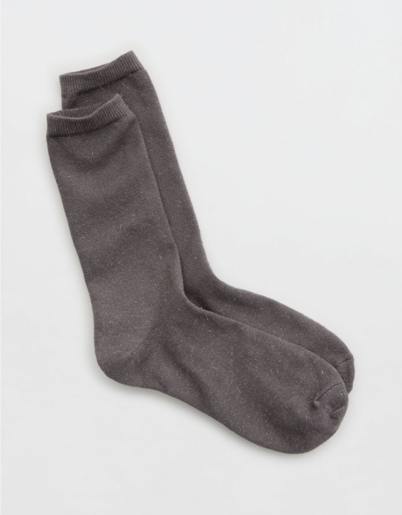 Aerie Tonal Metallic Crew Socks Grey | 1748CWJDU