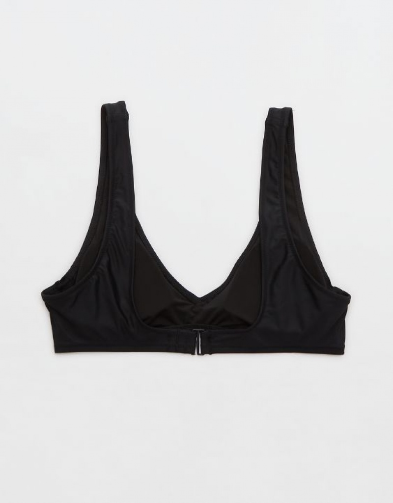 Aerie Voop Plunge Bikini Top Black | 4587BFYEH