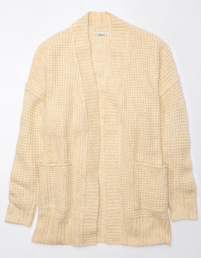 Aerie Whoa So Cozy Waffle Cardigan Cream | 0729NBAGX