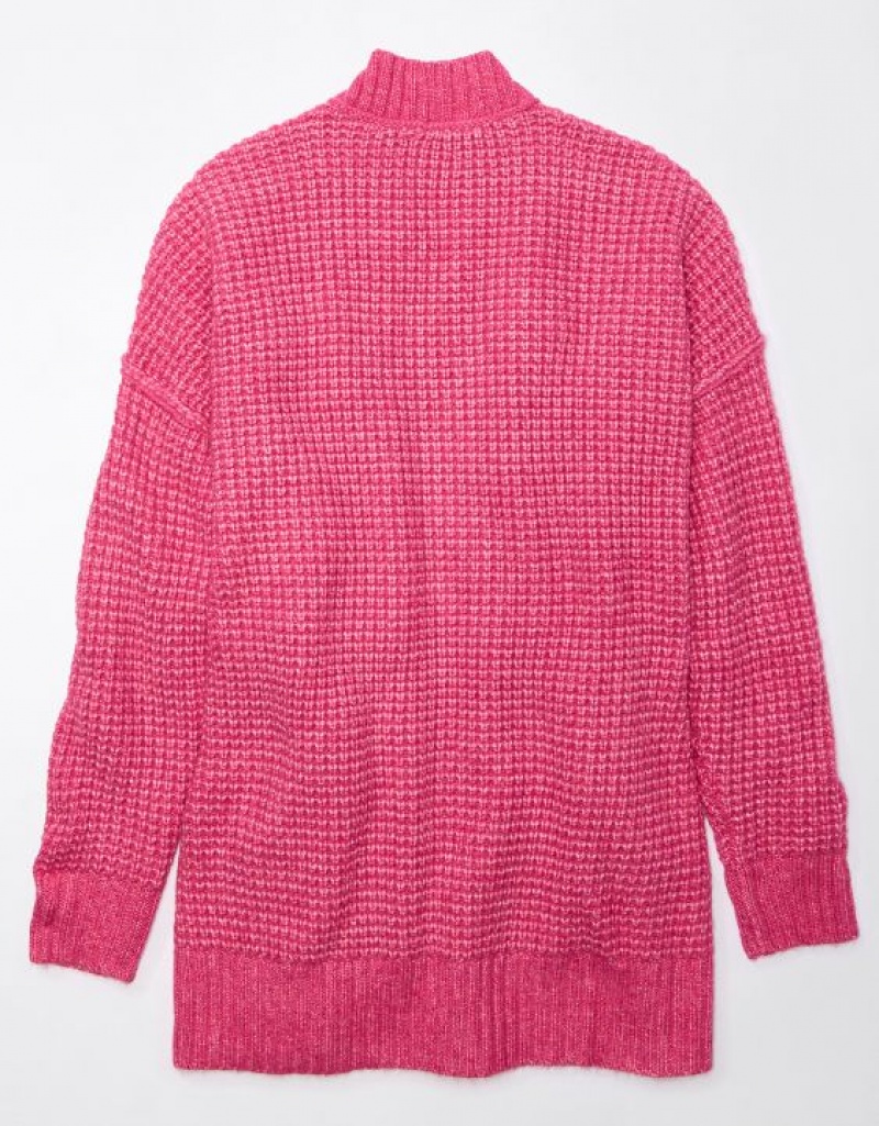 Aerie Whoa So Cozy Waffle Cardigan Pink | 4051VJBCG