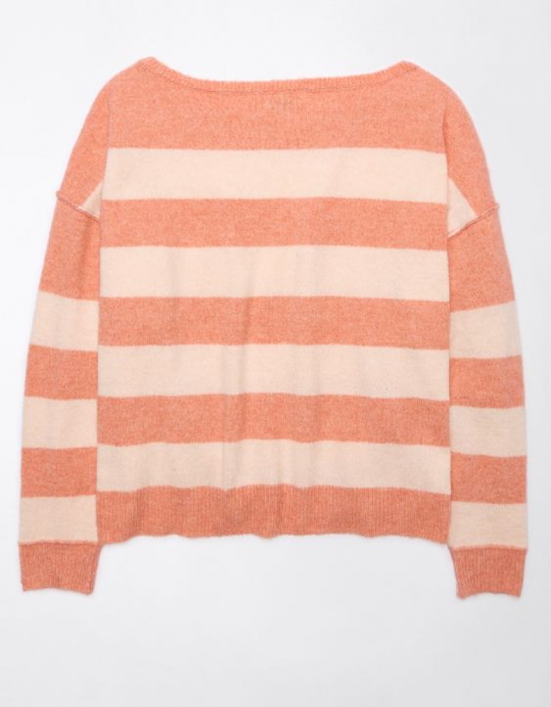 Aerie Whoa So Soft Ballet-Neck Sweater Coral | 2786PXBWD