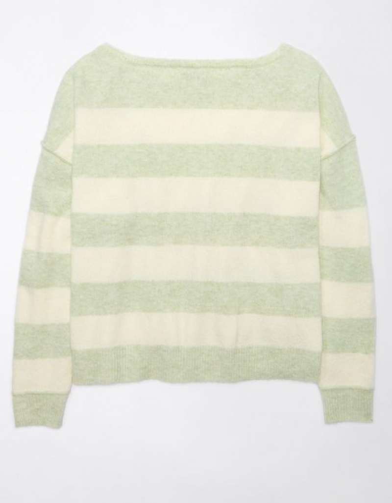 Aerie Whoa So Soft Ballet-Neck Sweater Green | 8761YFLOW