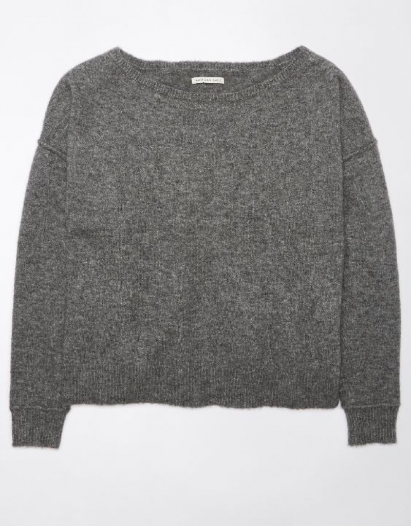 Aerie Whoa So Soft Ballet-Neck Sweater Grey | 5904RJEUG