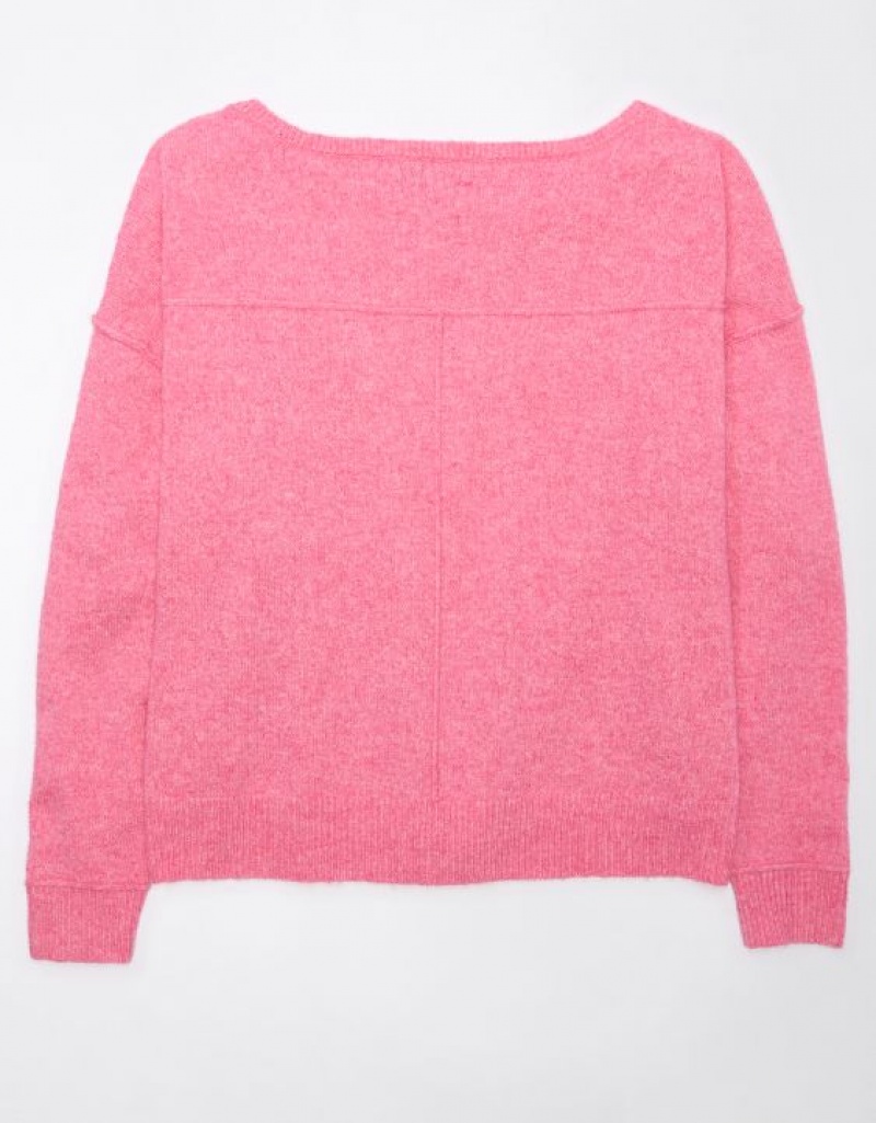 Aerie Whoa So Soft Ballet-Neck Sweater Pink | 2387TWCJR