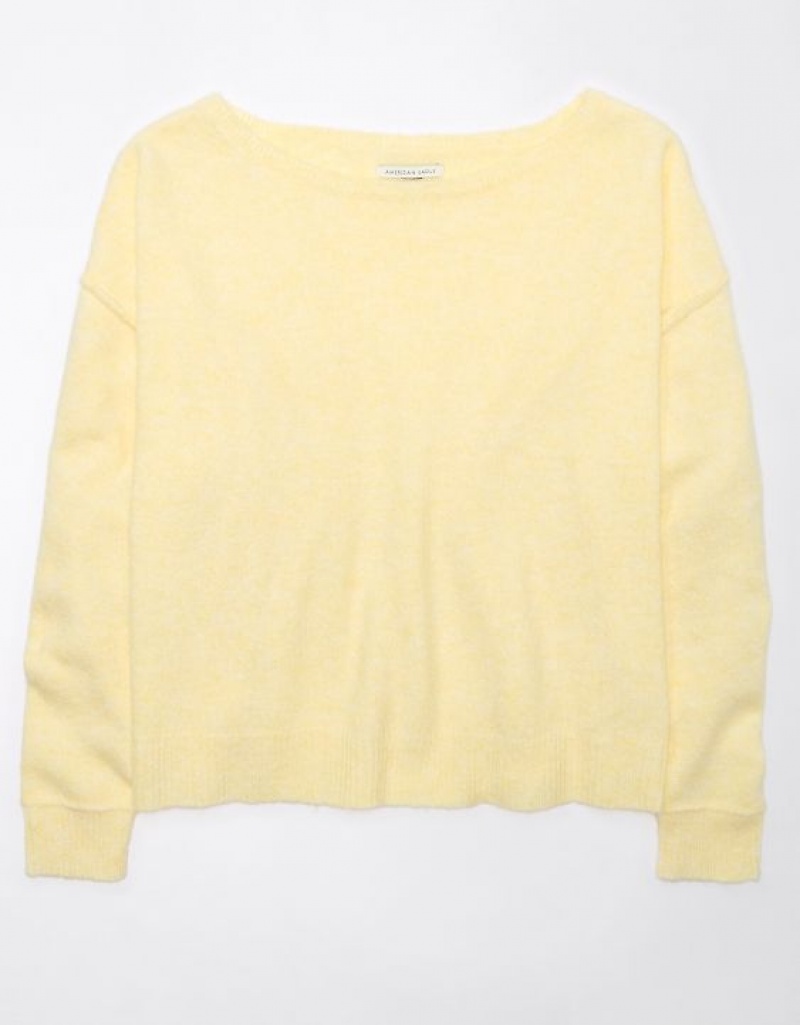 Aerie Whoa So Soft Ballet-Neck Sweater Yellow | 1940ZPQWS