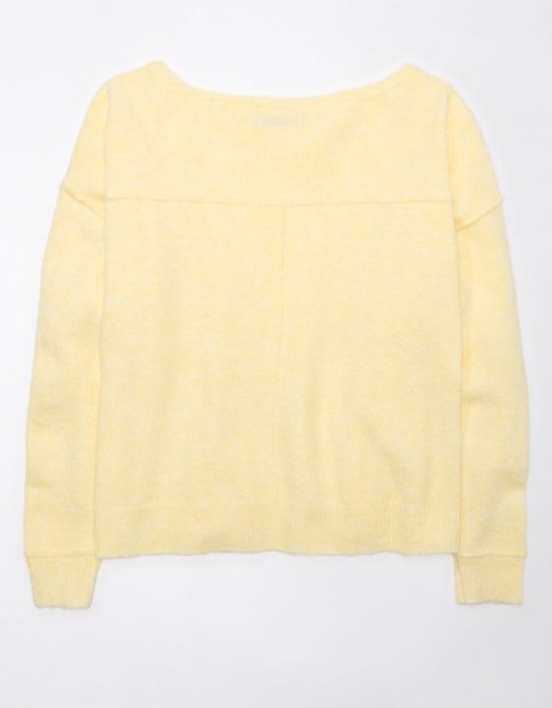 Aerie Whoa So Soft Ballet-Neck Sweater Yellow | 1940ZPQWS