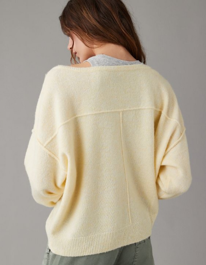 Aerie Whoa So Soft Ballet-Neck Sweater Yellow | 1940ZPQWS