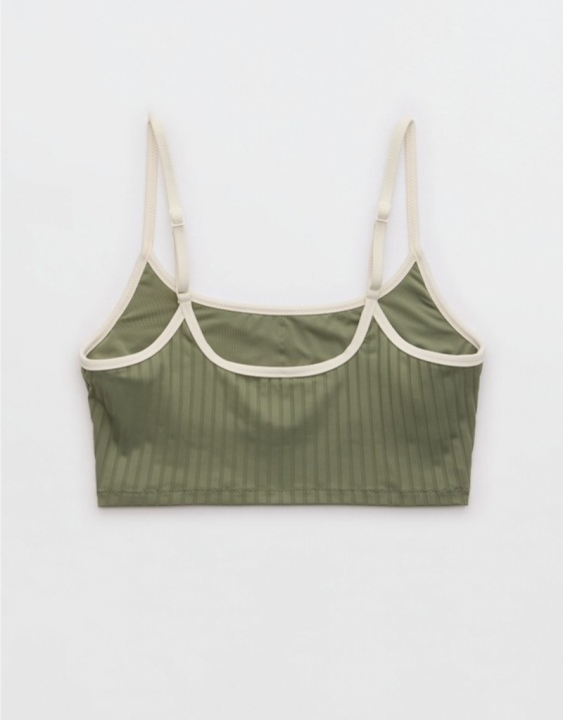 Aerie Wide Rib Scoop Longline Bikini Top Olive | 9806SZGUA