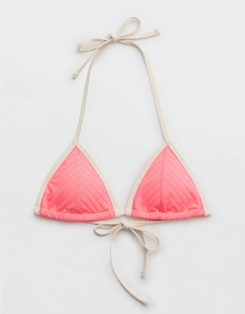 Aerie Wide Rib String Triangle Bikini Top Coral / Orange | 8432GZKXB