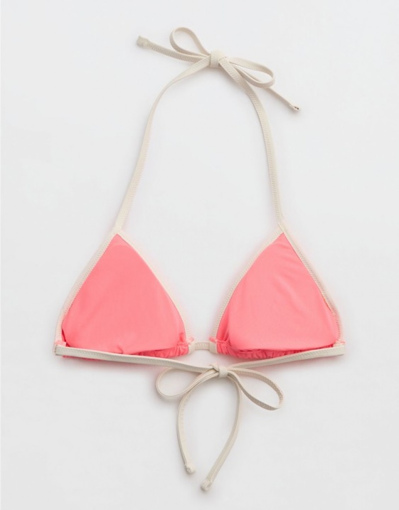 Aerie Wide Rib String Triangle Bikini Top Coral / Orange | 8432GZKXB