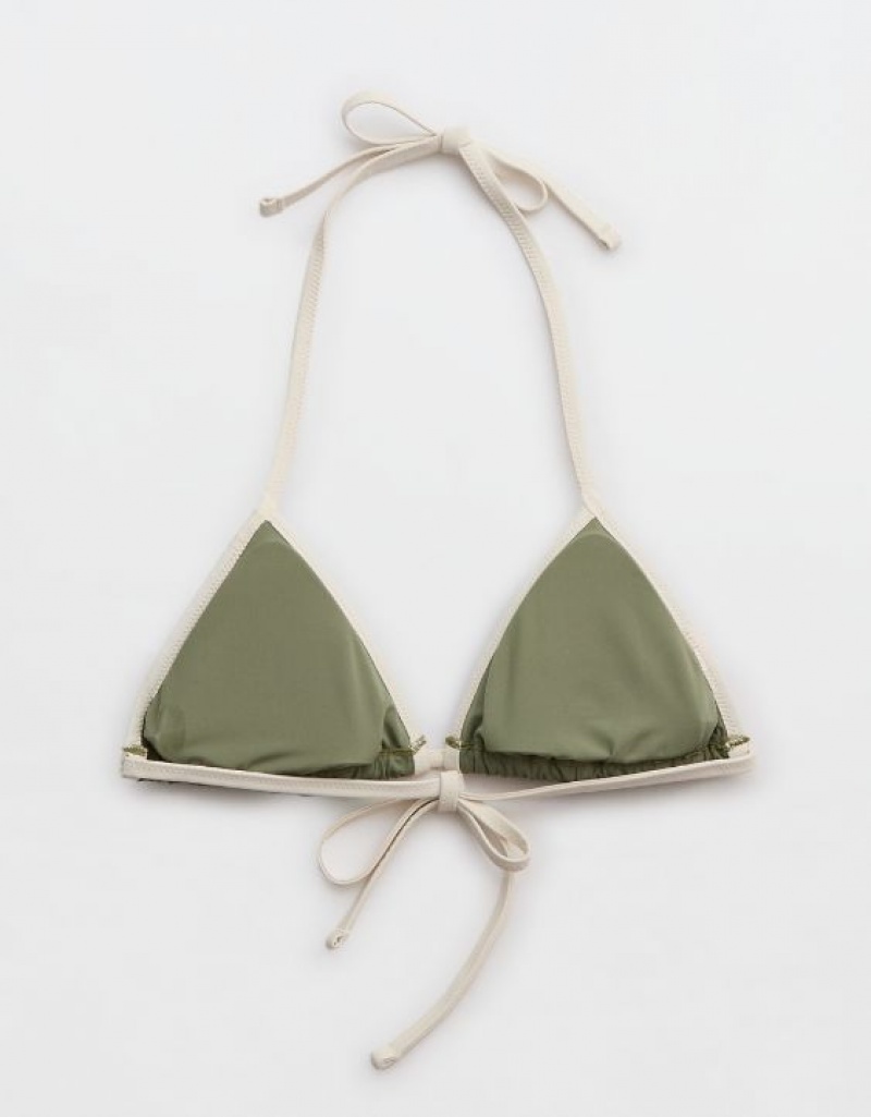 Aerie Wide Rib String Triangle Bikini Top Olive | 7164TVCUQ