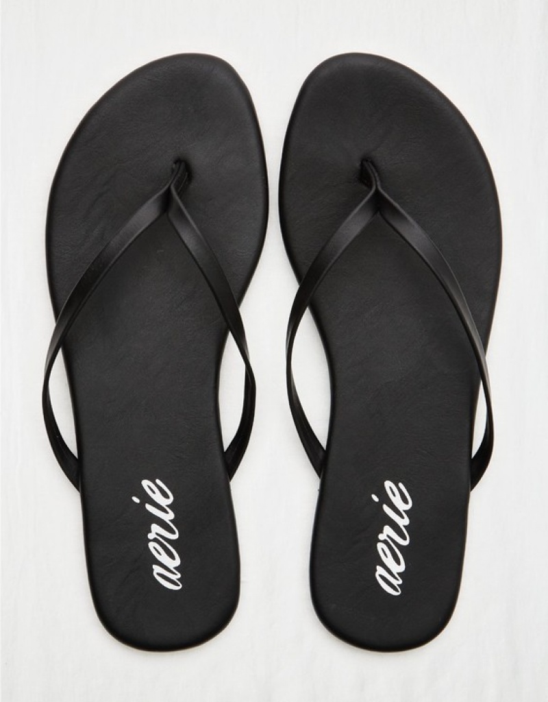 Aerie Woven Platform Flip Flops Black | 4213WNTJL