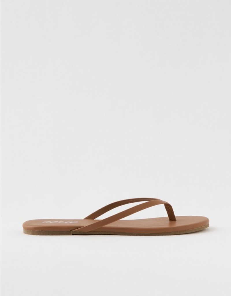 Aerie Woven Platform Flip Flops Brown | 0419HJNFI