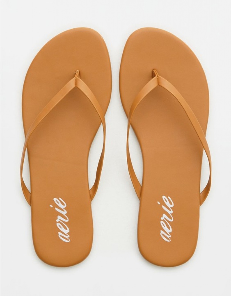 Aerie Woven Platform Flip Flops Brown | 4267APXWQ