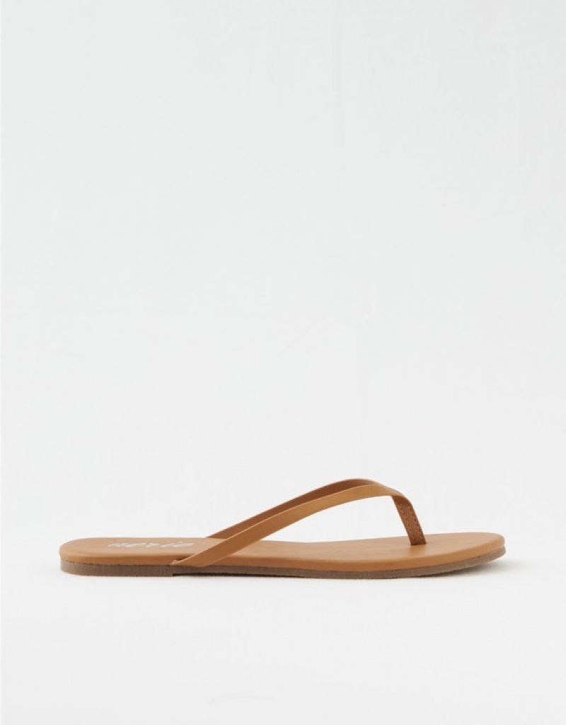 Aerie Woven Platform Flip Flops Brown | 4267APXWQ