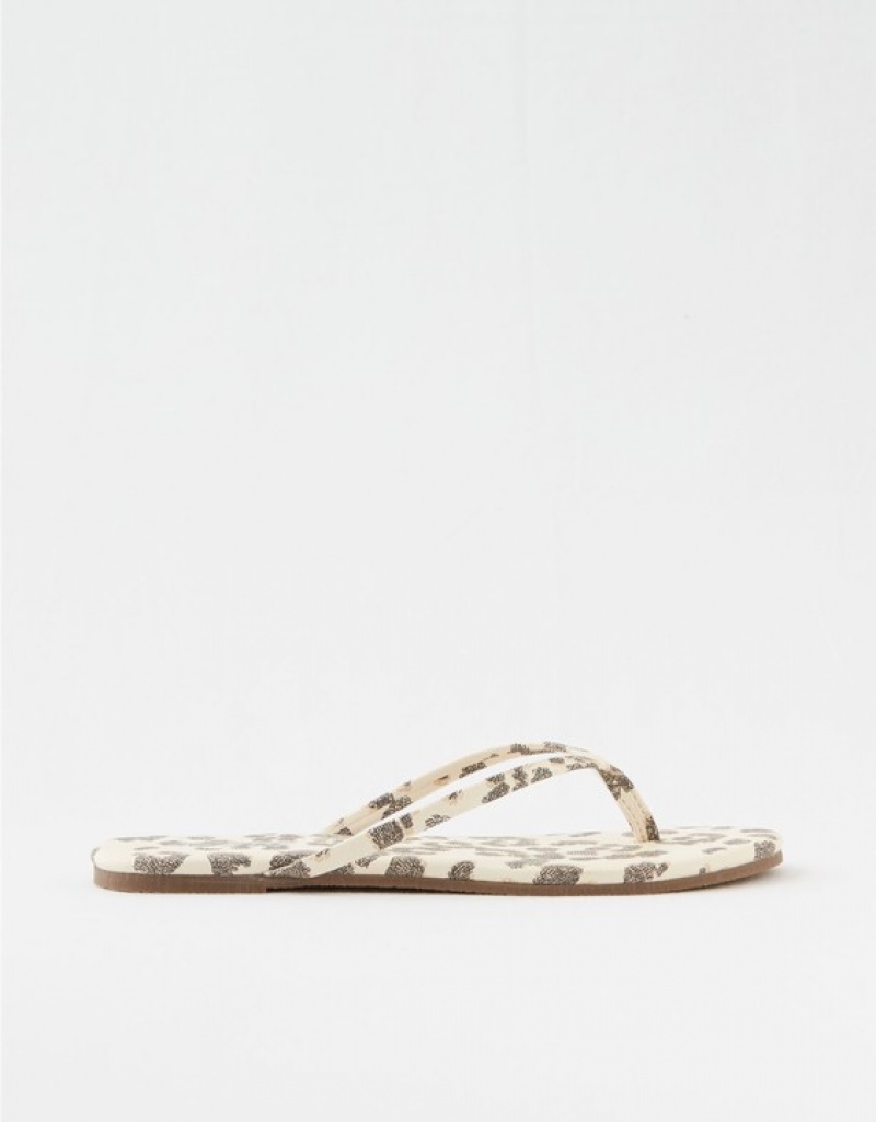 Aerie Woven Platform Flip Flops White | 9518KBEQN