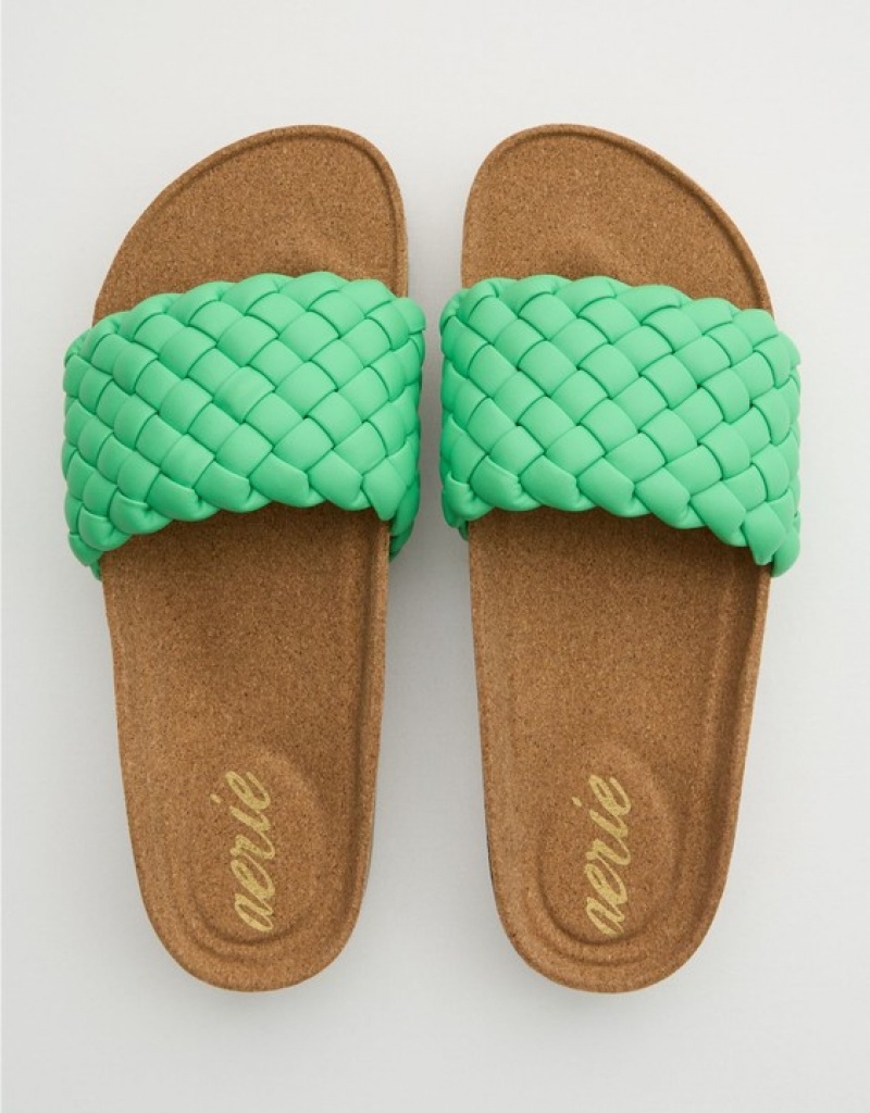 Aerie Woven Platform Sandals Green | 9750VEZJH