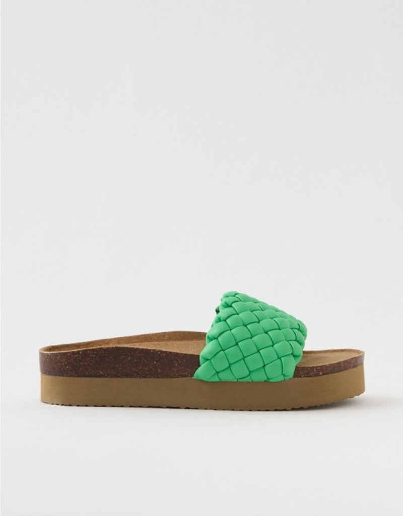 Aerie Woven Platform Sandals Green | 9750VEZJH